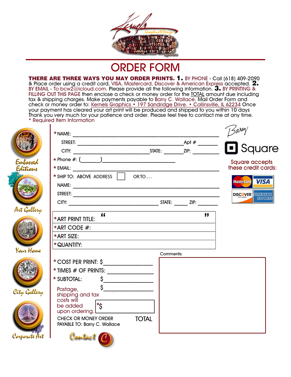 Giclee Order Form